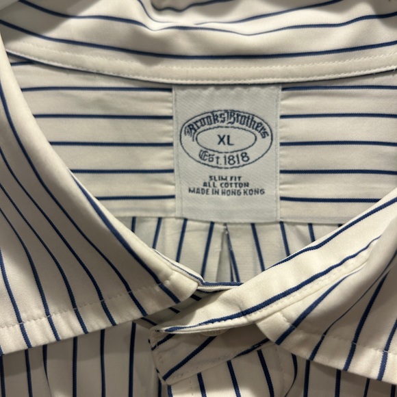 Men’s Brooks Brothers Striped Button up Shirt White Blue XL - Picture 2 of 9